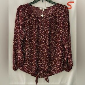 Chic Burgundy Floral Women's Blouse